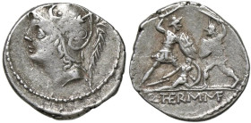 ROMANE REPUBBLICANE - MINUCIA - Q. Minucius Thermus M. f. (103 a.C.) - Denario B. 19; Cr. 319/1 (AG g. 4,01)

 

qBB/BB