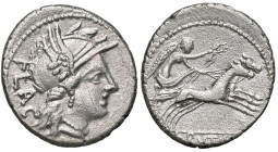 ROMANE REPUBBLICANE - RUTILIA - L. Rutilius Flaccus (77 a.C.) - Denario B. 1; Cr. 387/1 (AG g. 3,73)

 

BB