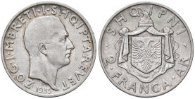 ESTERE - ALBANIA - Zogu I (1925-1939) - 2 Franchi 1935 Mont. 51 R AG

 

BB+