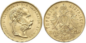 ESTERE - AUSTRIA - Francesco Giuseppe (1848-1916) - 20 Corone 1892 Kr. 2269 (AU g. 6,45)Riconio

 Riconio - 

FDC