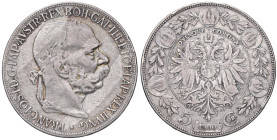 ESTERE - AUSTRIA - Francesco Giuseppe (1848-1916) - 5 Corone 1907 Kr. 2807 AG Sulla moneta millesimo 1900 Colpetto

 Sulla moneta millesimo 1900 - Col...