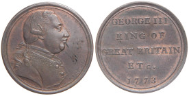 MEDAGLIE ESTERE - GRAN BRETAGNA - Giorgio III (1760-1820) - Medaglia 1773 AE Ø 24

 

BB-SPL