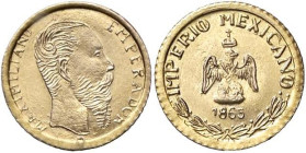 MEDAGLIE ESTERE - MESSICO - Massimiliano Imperatore (1864-1867) - Medaglia 1865 (AU g. 0,45) Ø 10

 

qFDC