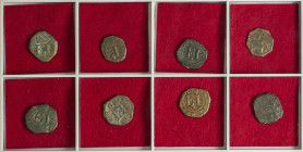 Lote 8 monedas 5 Cornados. FELIPE III, FELIPE IV y FELIPE V. PAMPLONA. Algunas fechas visibles. A EXAMINAR. BC+ a MBC-.