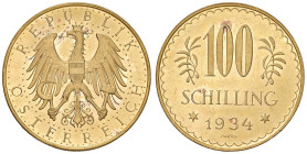AUSTRIA Prima repubblica (1918-1938) 100 Schilling 1934 - KM 2842 AU (g 23,55) Lievi hairlines.
SPL-FDC