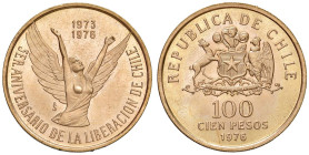 CILE 100 Pesos 1976 - KM 213 AU (g 20,38) Emissione di 2.900 esemplari.
SPL-FDC