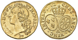 FRANCIA Luigi XV (1715-1774) Luigi 1742 A Parigi - Gad. 330 AU (g 8,00) Da montatura. Pulita.
qBB/BB