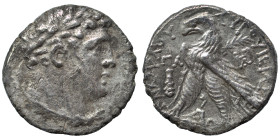 PHOENICIA. Tyre. 126/5 BC-AD 65/6. Half Shekel (silver, 5.92 g, 22 mm), dated CY 33 (94/3 BC. Laureate head of Melkart right, lion skin around neck. R...