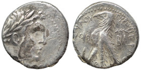 PHOENICIA. Tyre. 126/5 BC-AD 65/6. Half Shekel (silver, 6.23 g, 20 mm). Laureate head of Melkart right, lion skin around neck. Rev. [TVPOV IEPAΣ KAI A...