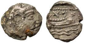 PHOENICIA. Arados. Uncertain king. Circa 400-380 BC. 1/16 Shekel (silver, 0.64 g, 9 mm). Laureate head of Ba'al-Arwad right. Rev. Galley right, above ...