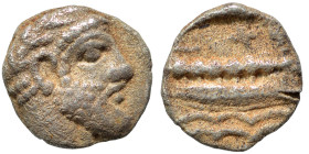 PHOENICIA. Arados. Uncertain king. Circa 400-380 BC. 1/16 Shekel (silver, 0.57 g, 8 mm). Laureate head of Ba'al-Arwad right. Rev. Galley right, above ...