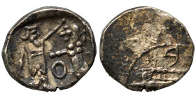 PHOENICIA. Sidon. Ba'alšillem II, circa 401-366 BC. 1/16 Shekel (silver, 0.65 g, 10 mm). Phoenician galley left, waves below. Rev. Persian king or her...