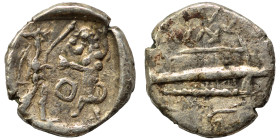 PHOENICIA. Sidon. Ba'alšillem II, circa 401-366 BC. 1/16 Shekel (silver, 0.61 g, 8 mm). Phoenician galley left, waves below. Rev. Persian king or hero...