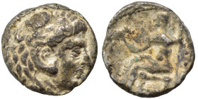 KINGS of MACEDON. Alexander III the Great, 336-323 BC. Drachm (silver, 3.45 g, 15 mm), a contemporary imitation. Head of Herakles to right, wearing li...