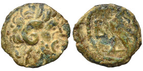 PTOLEMAIC KINGS of EGYPT. Ptolemy X or XI, 116-80 BC. Ae (bronze, 0.76 g, 11 mm), Uncertain Cypriote mint. Diademed head of Zeus-Ammon right. Rev. Eag...