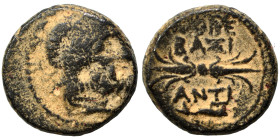 SELEUKID KINGS of SYRIA. Antiochos I Soter, 281-261 BC. Ae (bronze, 1.46 g, 11 mm), Antioch on the Orontes. Laureate head of Zeus right. Rev. BAΣΙ ANT...