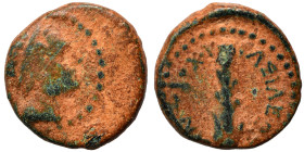 SELEUKID KINGS of SYRIA. Antiochos IV Epiphanes, 175-164 BC. Ae (bronze, 1.20 g, 11 mm), Tyre. Diademed head of Antiochus IV right. Rev. BAΣIΛEΩΣ ANTI...