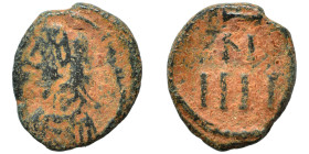 VANDALS. Municipal coinage of Carthage, circa 480-533. 4 Nummi (bronze, 0.98 g, 11 mm). Diademed, draped and cuirassed imperial bust to left; before, ...