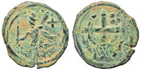 CRUSADERS. Edessa. Baldwin II, second reign, 1108-1118. Heavy Follis (bronze, 8.68 g, 27 mm). Count Baldwin II, dressed in chain-armour and conical he...