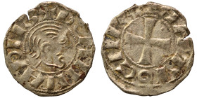 CRUSADERS. Principality of Antioch. Bohémond III, 1149-1163. Denier (silver, 0.75 g, 17 mm). Bare head right. Rev. Cross pattée, annulet in first quar...