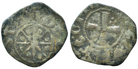 CRUSADERS. County of Tripoli. Raymond II / III, 1137-1187. Denier (silver, 0.49 g, 14 mm). + RAMVNDVS COMS Cross pattée; pellets in first and second q...