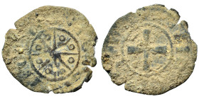 CRUSADERS. County of Tripoli. Raymond II / III, 1137-1187. Denier (silver, 0.53 g, 15 mm). + RAMVNDVS COMS Cross pattée; pellets in first and second q...