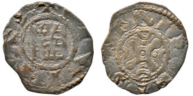 CRUSADERS. County of Tripoli. Raymond III, 1152-1187. Ae (bronze, 1.12 g, 17 mm). +CIVITΛS Fortified gateway with five crenellations and large divided...