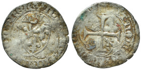 FRANCE. Charles VI-VII (?), 1380-1461 (silver, 1.10 g, 20 mm). Coat-of-arms with three fleur de lis. Rev. Cross; lis and crown (?) in quarters. Good f...