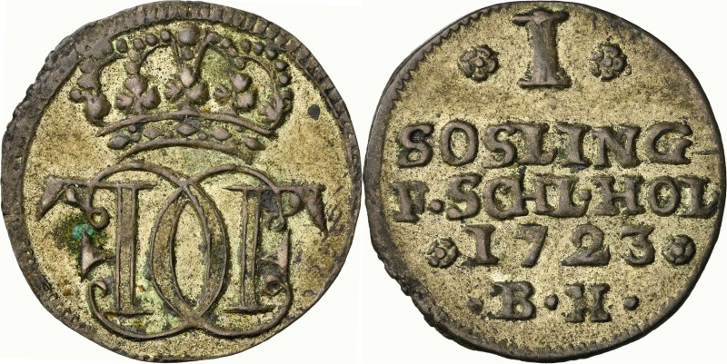 GERMANY. Sechsling (Søsling), 1723 - BH. Schleswig-Holstein-Gottorp. Carl Freder...