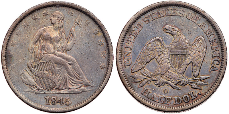 1845-O. No drapery. VF-35. Scarce issue. Nicely toned. Estimated Value $250 - UP