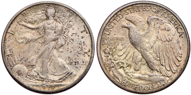 1918-S. AU-58. Deeply toned. Estimated Value $450 - UP