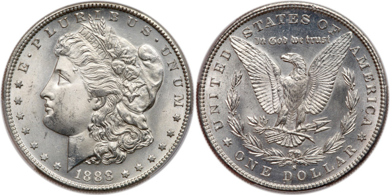 1888-S. PCGS graded MS-64 PQ. Well struck and fully white (PCGS # 7186) Estimate...