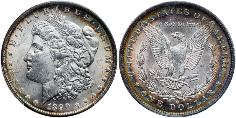 1890-O. PCGS graded MS-62. Frosty and mostly white with natural antique toning a...