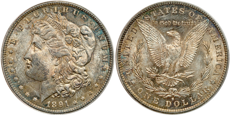 1891-S. PCGS graded MS-64. CAC. In an Old Green Holder and Premium Quality confi...
