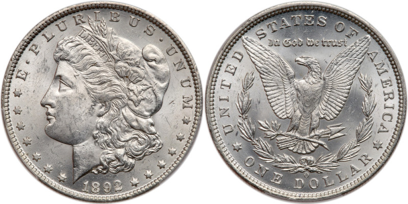 1892-O. PCGS graded MS-62. A nice frosty untoned example (PCGS # 7216) Estimated...
