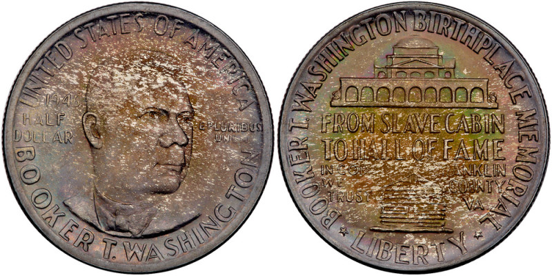1946 Booker T. Washington Half Dollar. PCGS graded MS-67. CAC. A super gem. Natu...