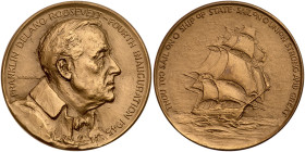1945. Franklin Delano Roosevelt Official Fourth Inaugural Bronze Medal. UNC