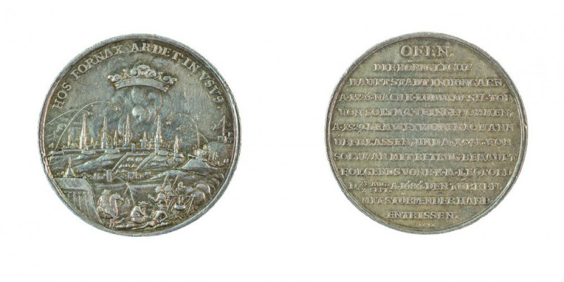 Leopold I 1658 - 1705 
Medaglia 1686 per la presa di Ofen (Buda) argento, incis...