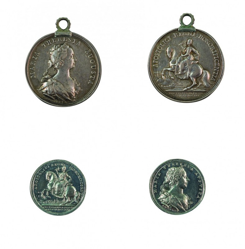 Maria Theresia 1740 - 1780 
Insieme di due medaglie 1741 per l’incoronazione e ...