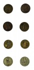 Maria Theresia 1740 - 1780 
Insieme di quattro medaglie satiriche due medaglie 1742 relative alla Prammatica Sanzione, bronzo e bronzo argentato, min...