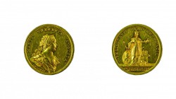 Maria Theresia 1740 - 1780 
Medaglia 1743 per l’incoronazione in Boemia oro del peso di 10 Ducati (gr. 34,72), incisore del conio “A. WIDEMAN” (Anton...