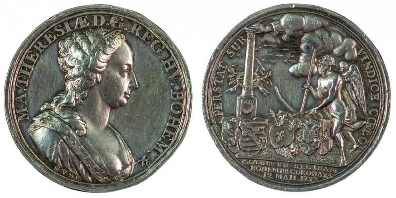 Maria Theresia 1740 - 1780 
Medaglia 1743 per l’incoronazione in Boemia argento...