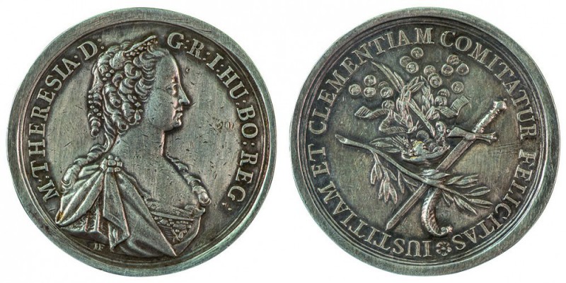 Maria Theresia 1740 - 1780 
Medaglia senza data (1745) con motto al rovescio pe...