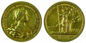 Maria Theresia 1740 - 1780 
Medaglia 1746 per la vittoria contro le truppe franco-spagnole in Italia argento dorato, incisore del conio „VESTNER“ (An...