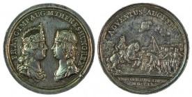 Maria Theresia 1740 - 1780 
Medaglia 1751 per la visita della coppia imperiale alle città minerarie della bassa Ungheria argento, minimi graffi Medai...