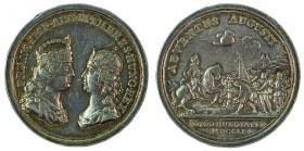Maria Theresia 1740 - 1780 
Medaglia 1751 per la visita della coppia imperiale alle città minerarie della bassa Ungheria argento, graffi e piccolo co...