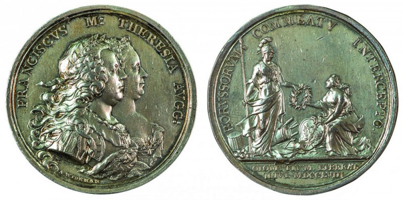 Maria Theresia 1740 - 1780 
Medaglia 1758 per la liberazione della città di Olm...