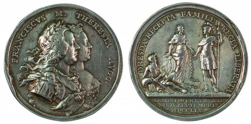 Maria Theresia 1740 - 1780 
Medaglia 1759 per la liberazione di Dresda e della ...