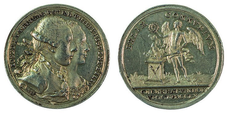 Maria Theresia 1740 - 1780 
Medaglia (modulo piccolo) 1760 per il matrimonio de...