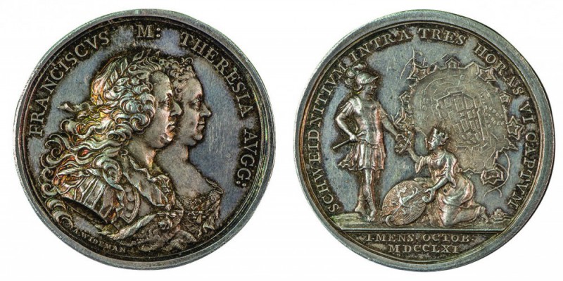 Maria Theresia 1740 - 1780 
Medaglia 1761 per la conquista della fortezza di Sc...